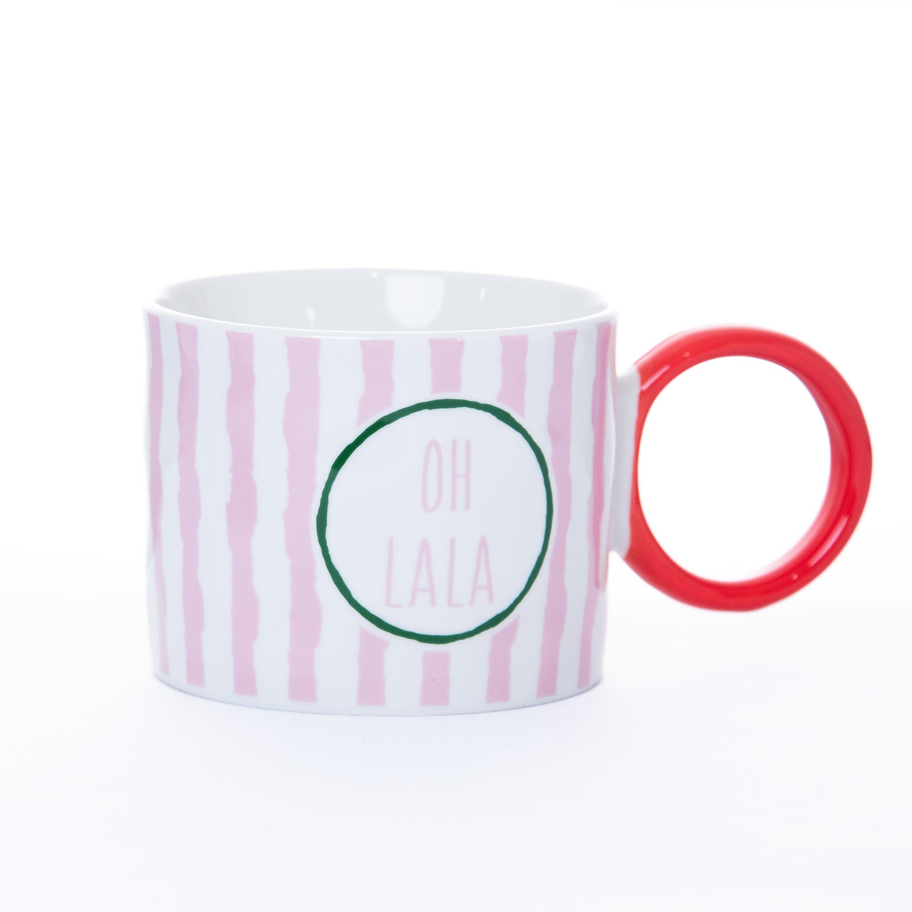 Taza de Porcelana de Rayas con Frase Positiva