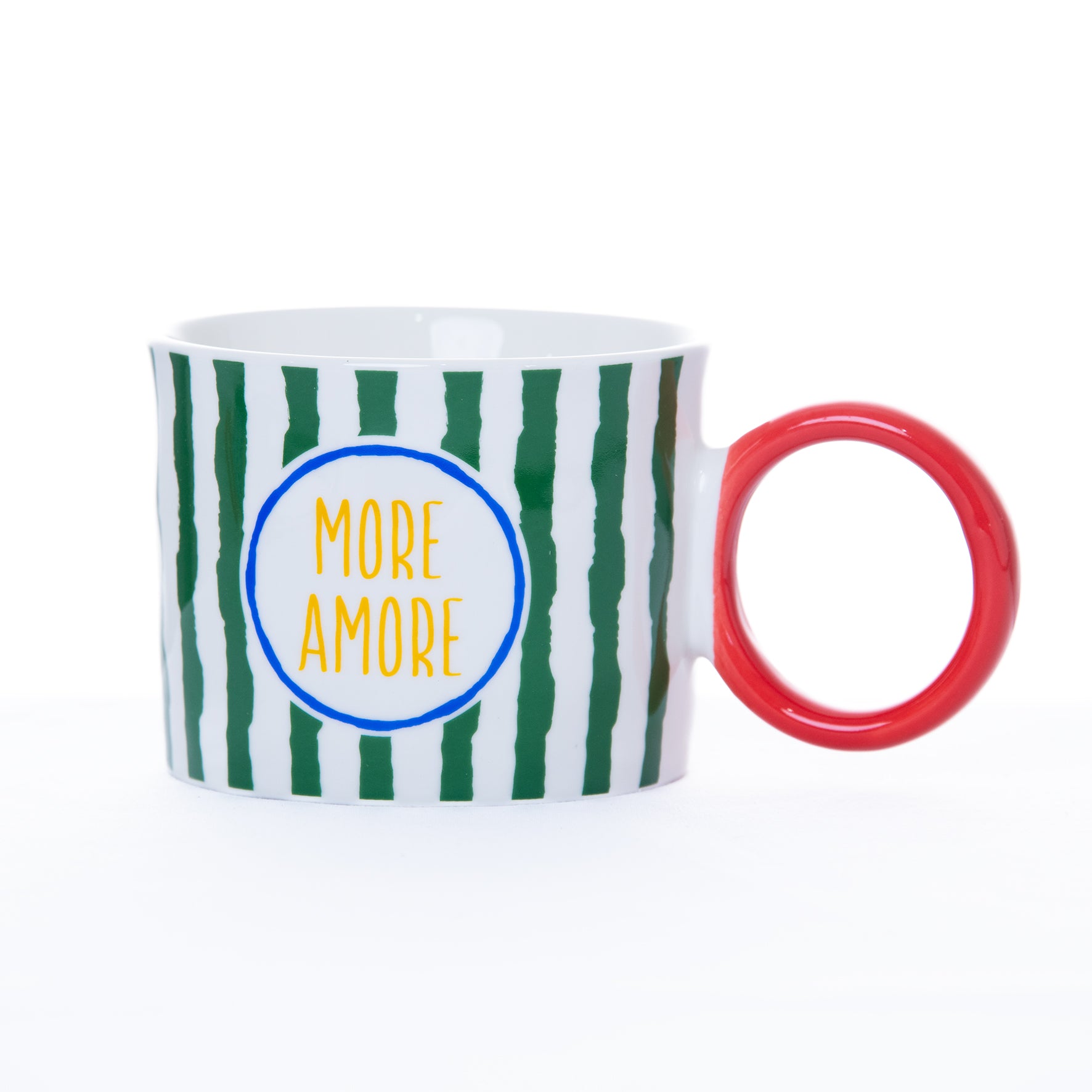 Taza de Porcelana de Rayas con Frase Positiva